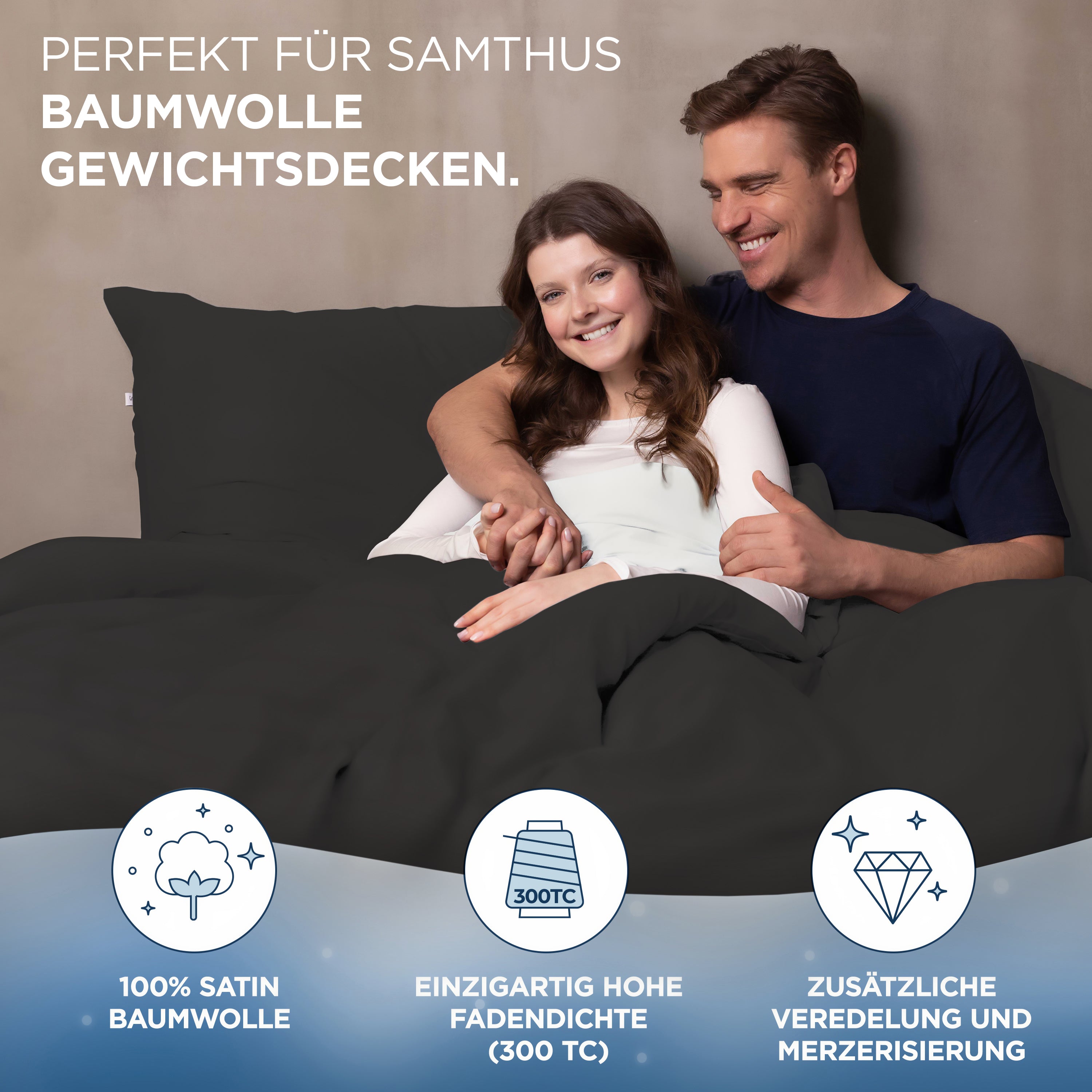 Gewichtsdecken Bettwäsche Baumwollsatin Maia Samthus