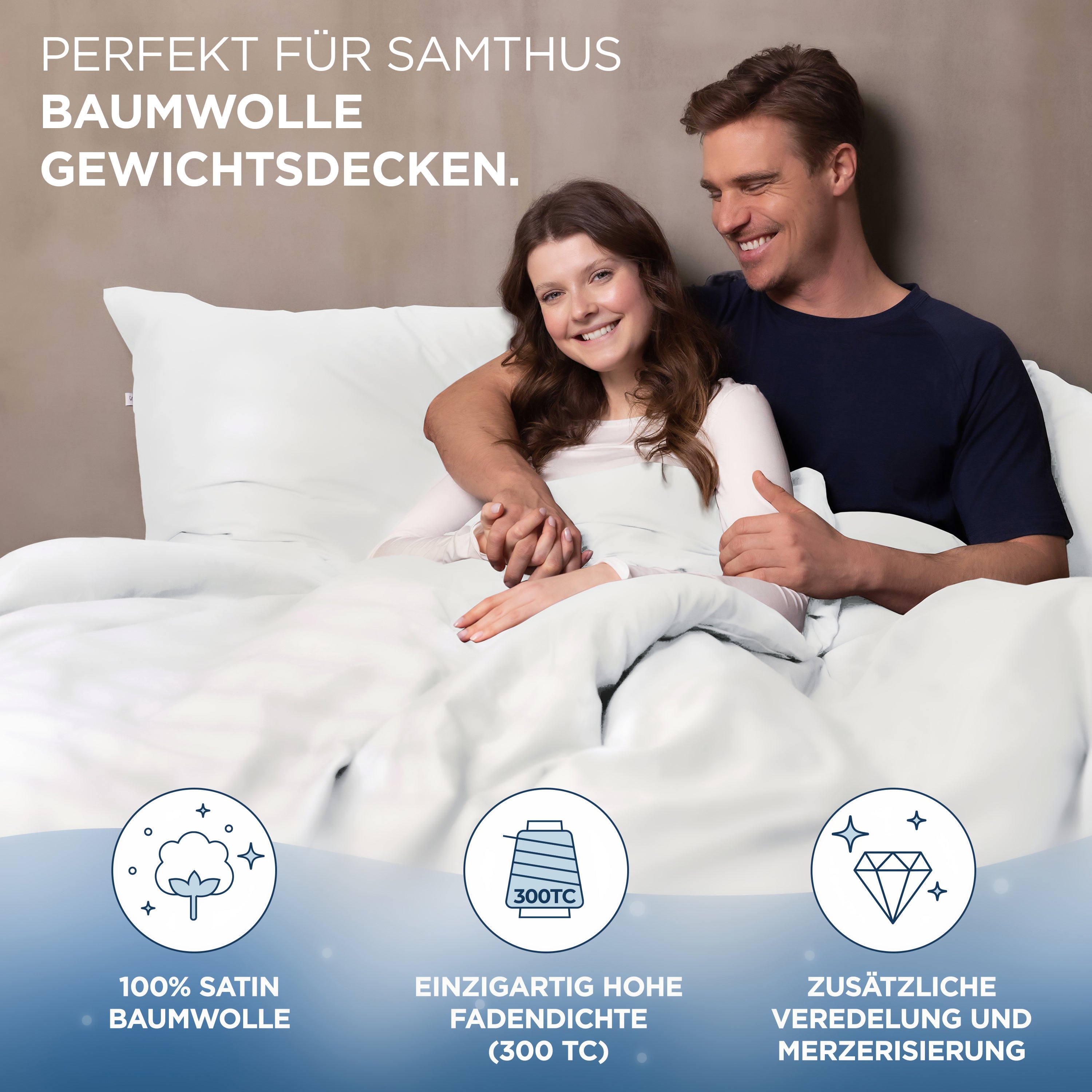 Gewichtsdecken Bettwäsche Baumwollsatin Maia Samthus