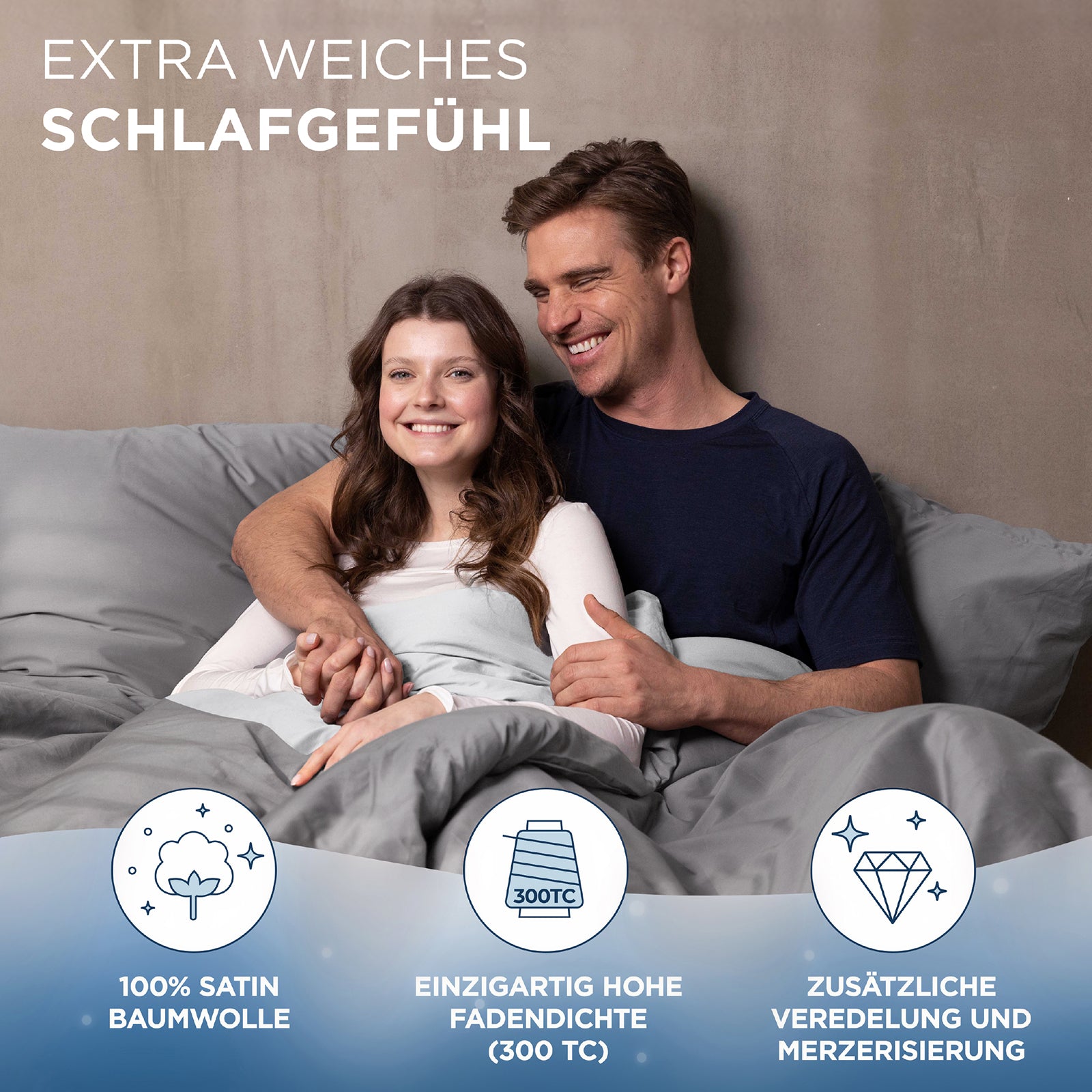 Baumwollsatin Bettwäsche Set Dual Design Alva