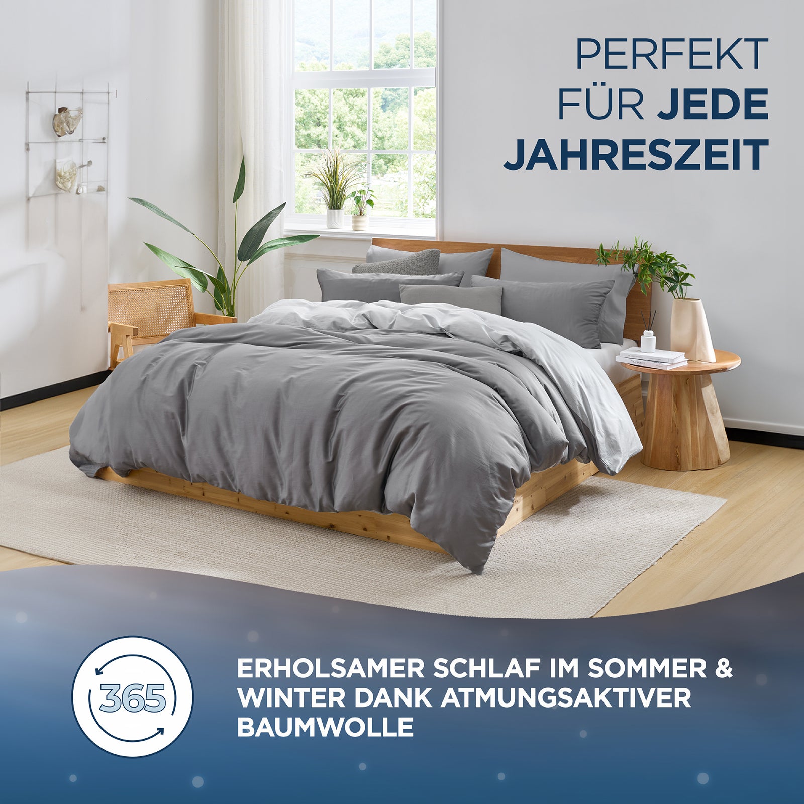 Baumwollsatin Bettwäsche Set Dual Design Alva