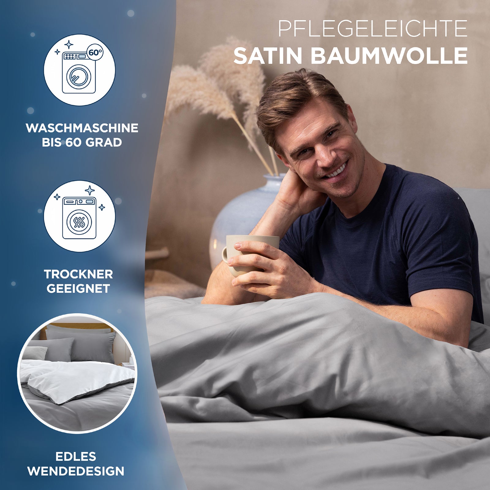 Baumwollsatin Bettwäsche Set Dual Design Alva