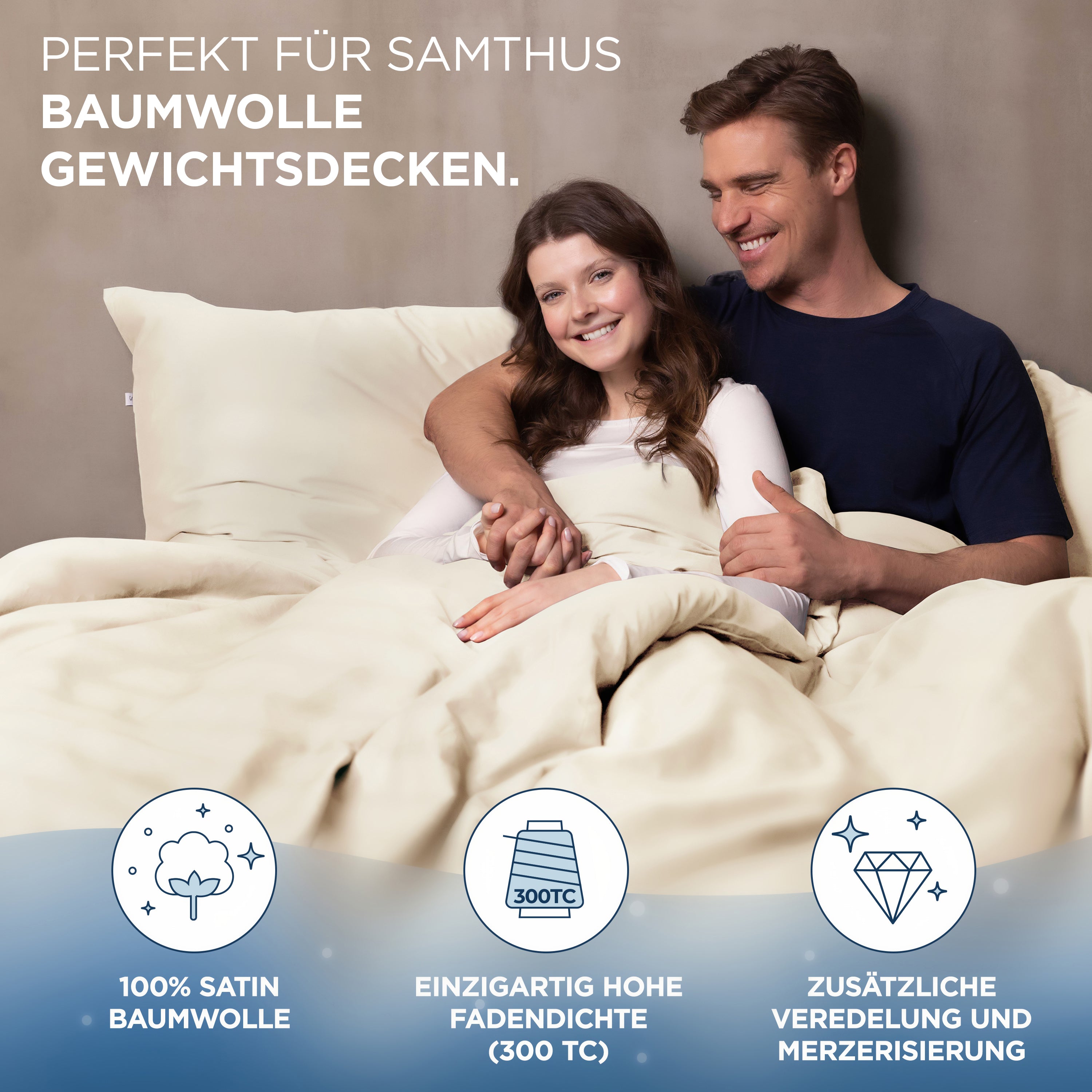Gewichtsdecken Bettwäsche Baumwollsatin Maia Samthus