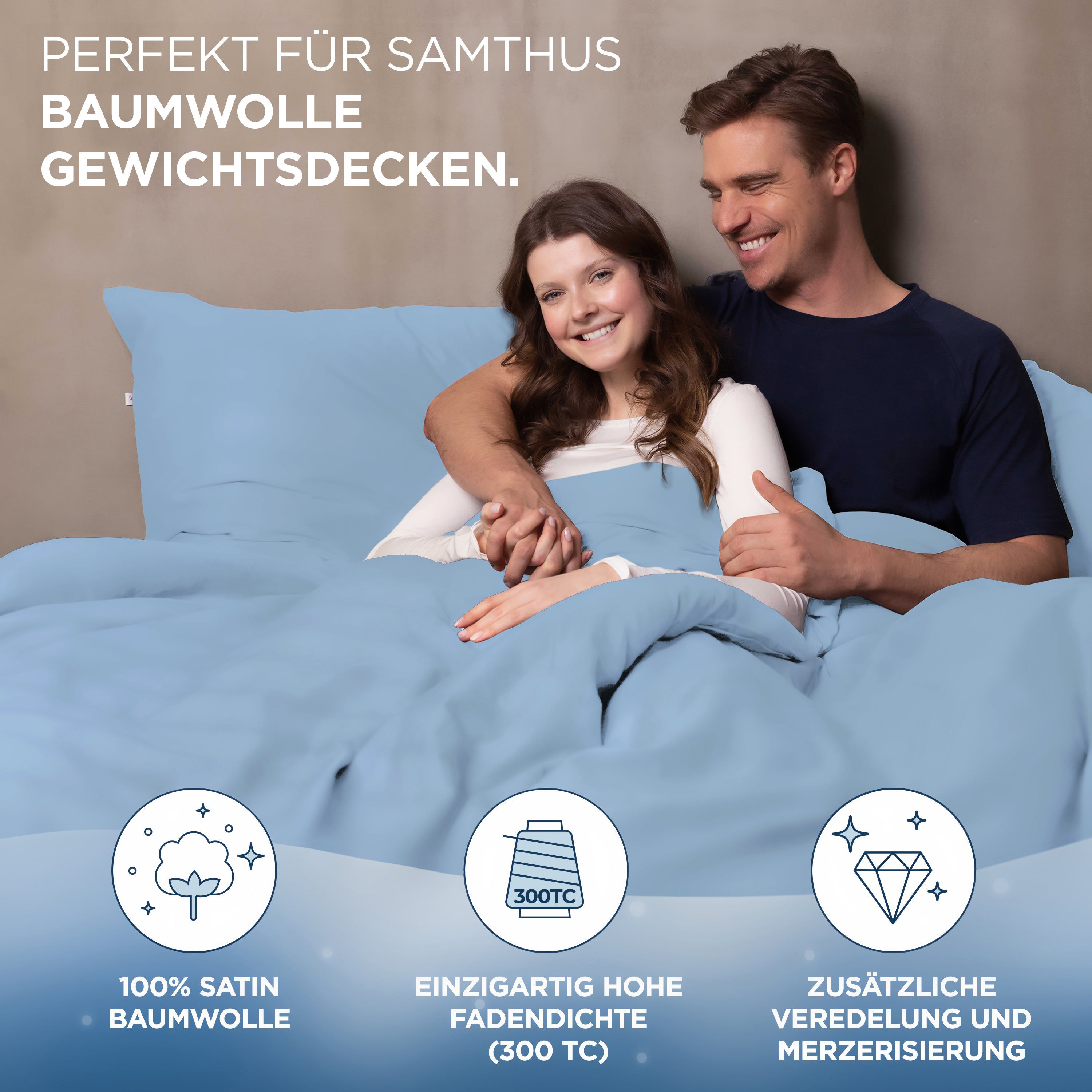 Gewichtsdecken Bettwäsche Baumwollsatin Maia Samthus