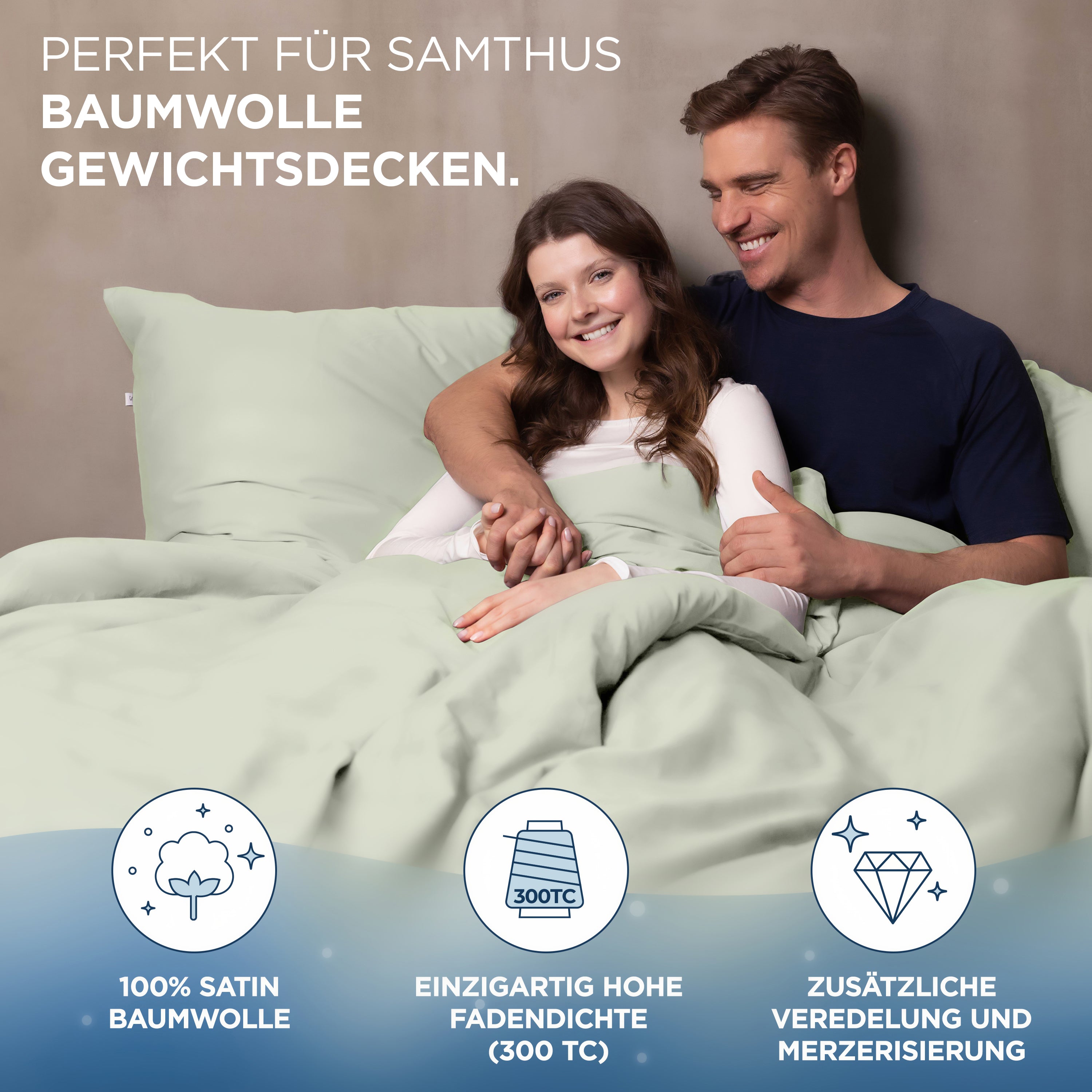 Gewichtsdecken Bettwäsche Baumwollsatin Maia Samthus