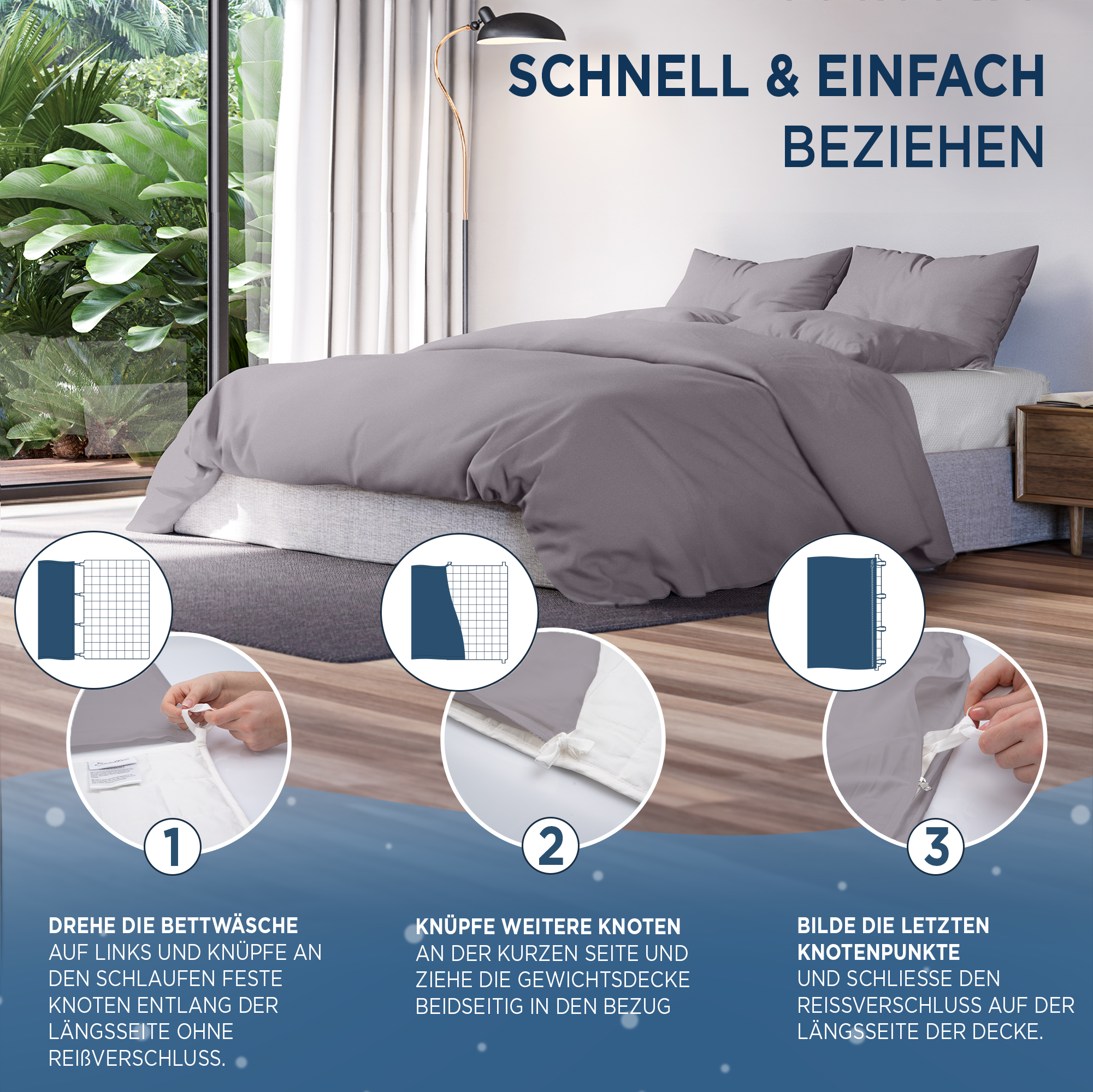 Gewichtsdecken Bettwäsche Baumwollsatin Maia Samthus