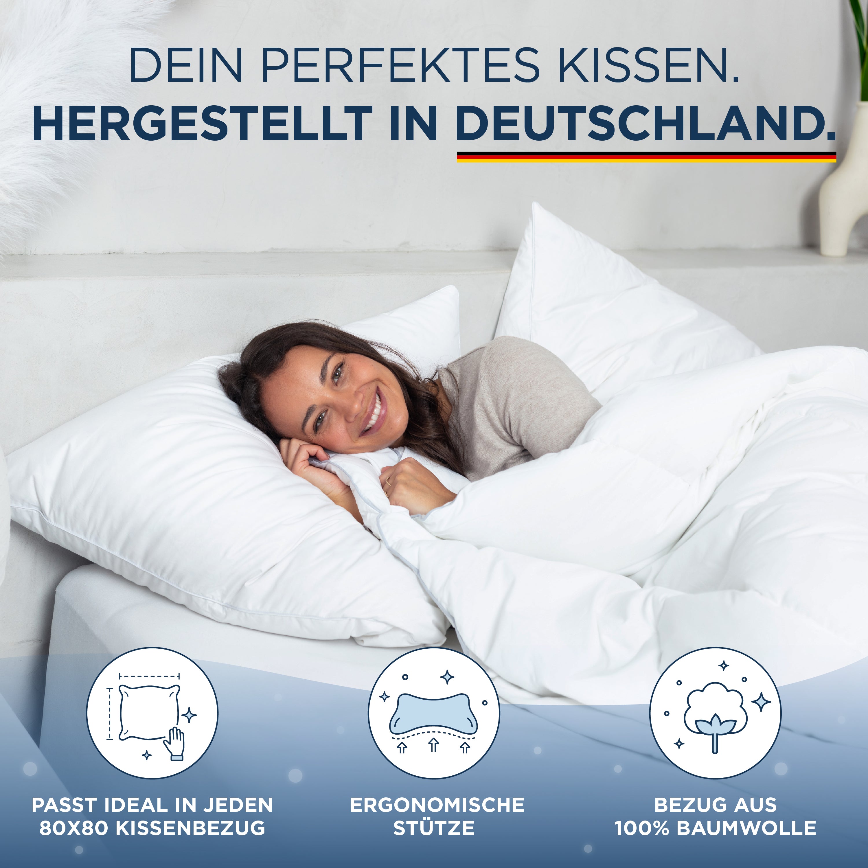 Federdaunen 3 Kammer Kissen