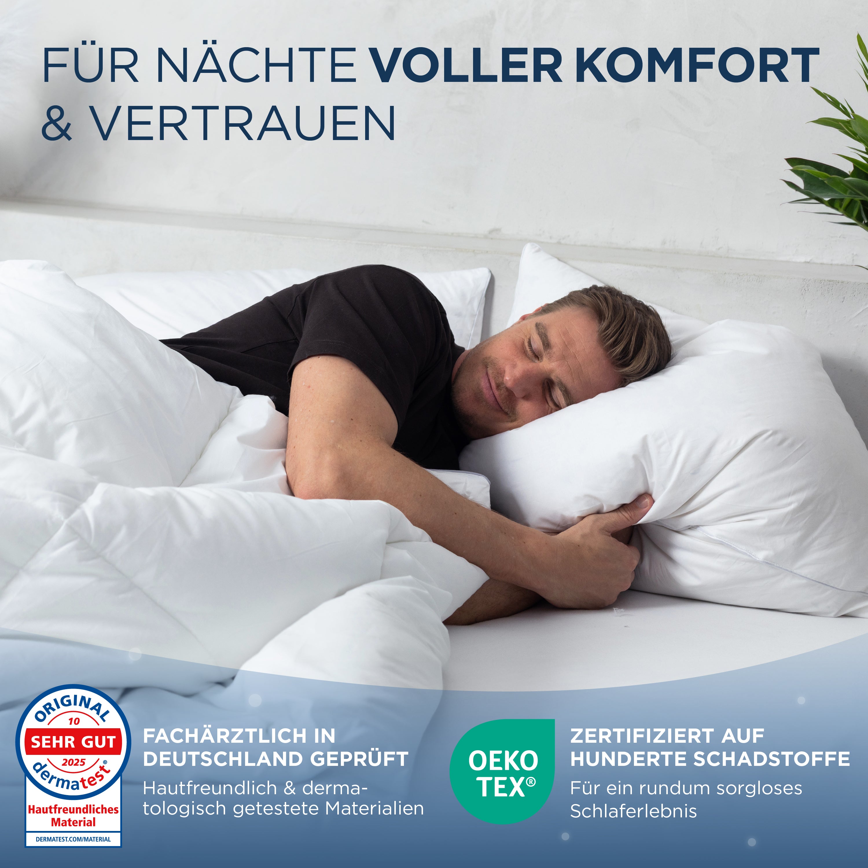 Federdaunen 3 Kammer Kissen