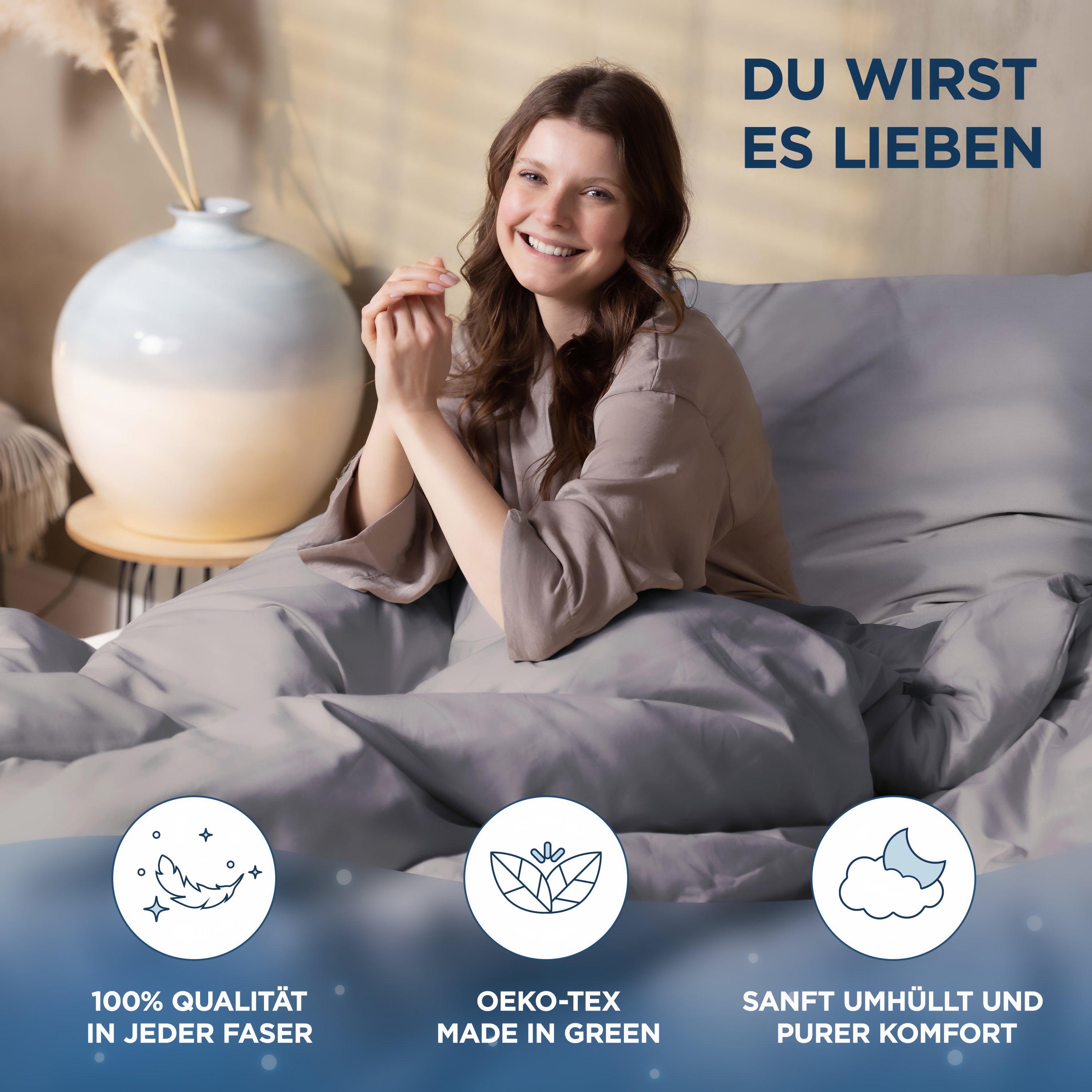 Gewichtsdecken Bettwäsche Baumwollsatin Maia Samthus
