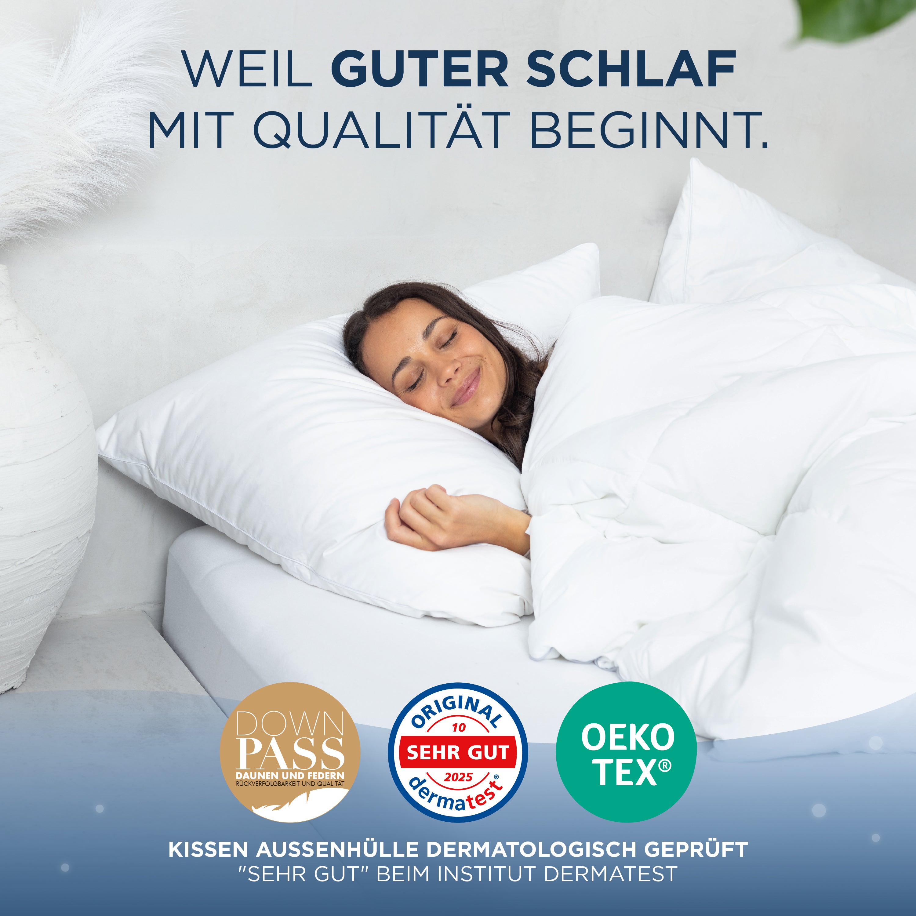 Federdaunen 3 Kammer Kissen
