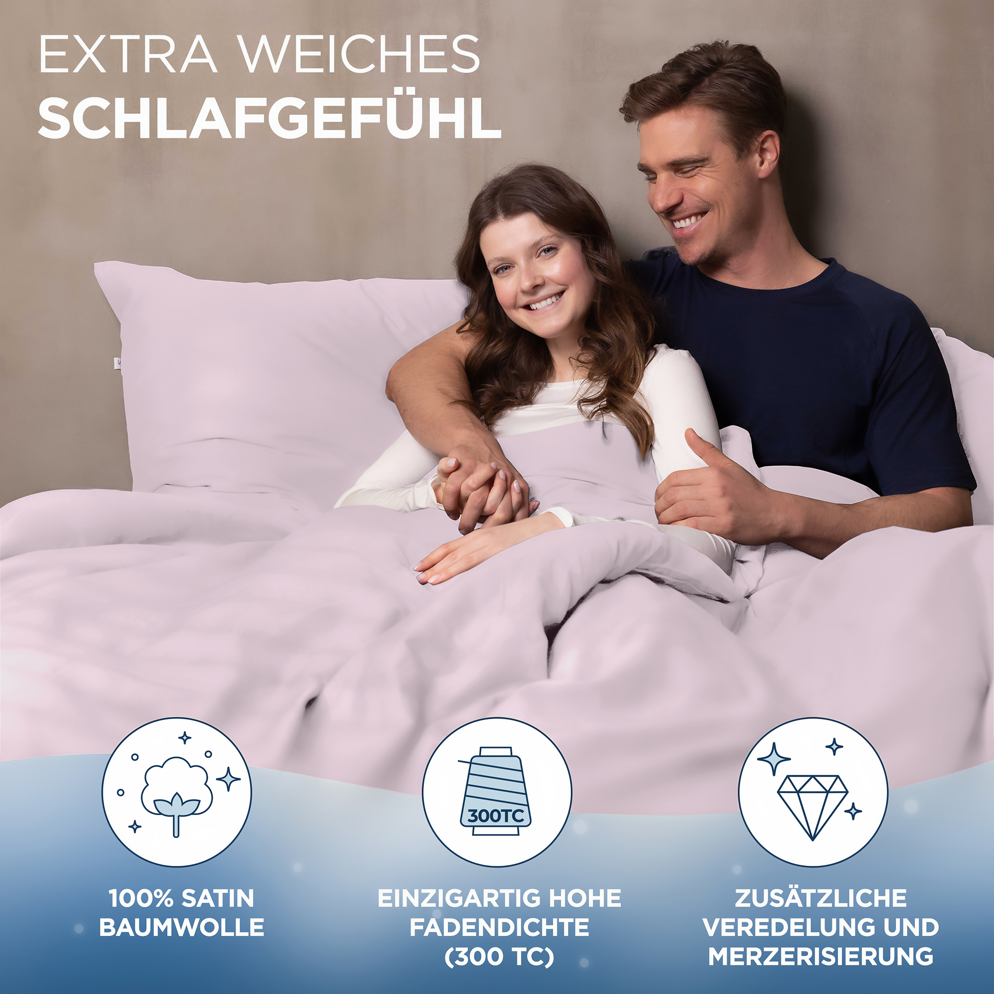 Baumwollsatin Bettwäsche Set Aluna Samthus