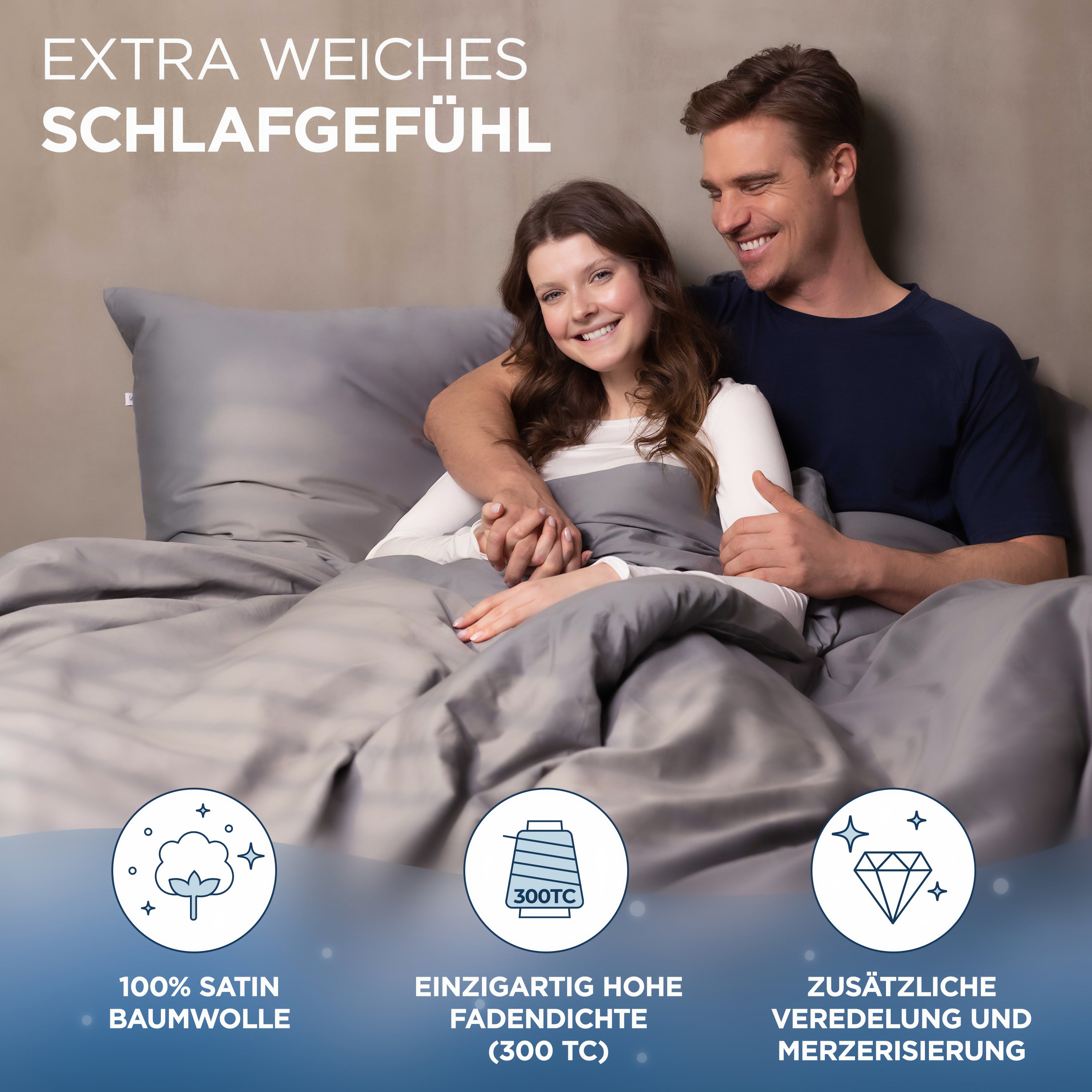 Baumwollsatin Bettwäsche Set Aluna Samthus