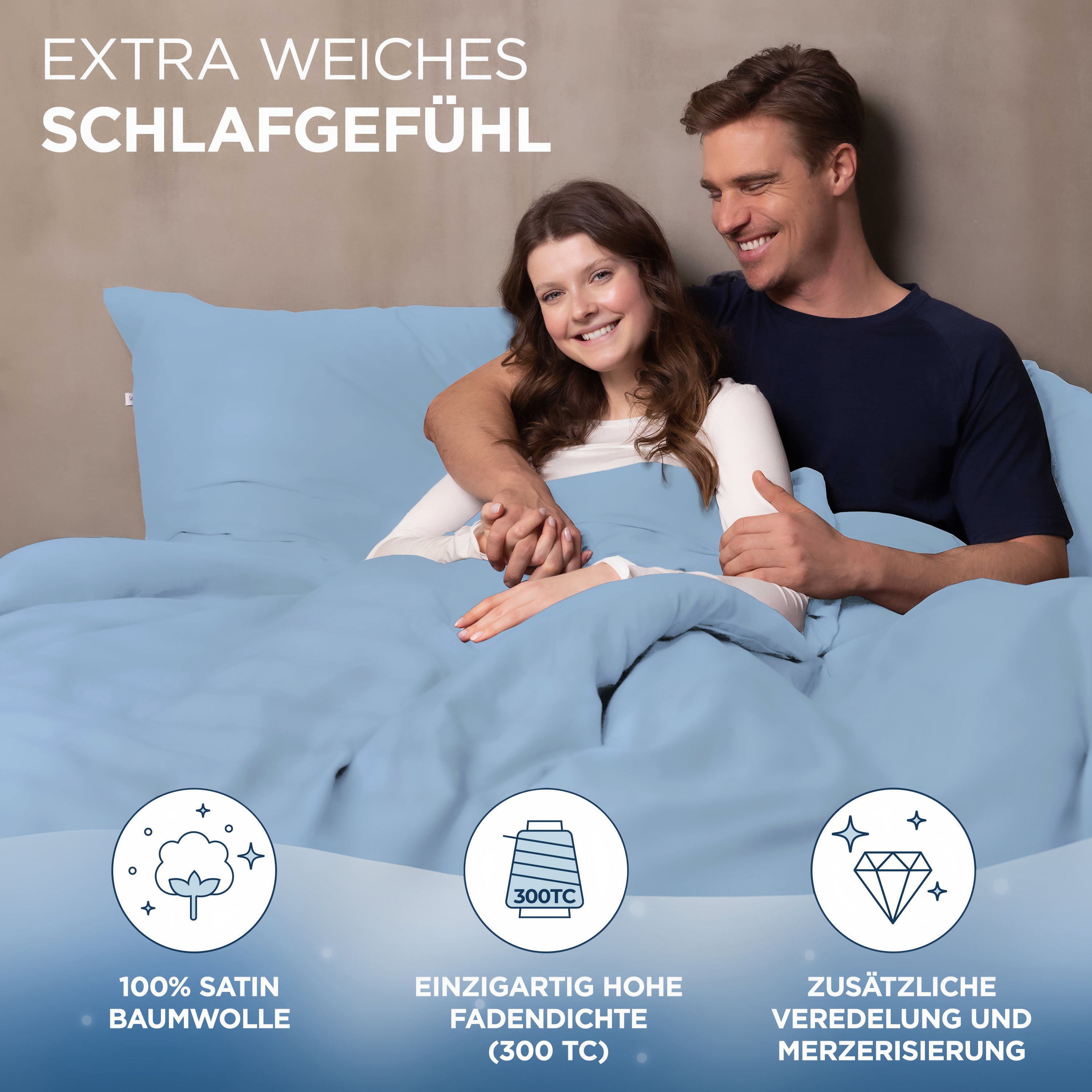 Baumwollsatin Bettwäsche Set Aluna Samthus