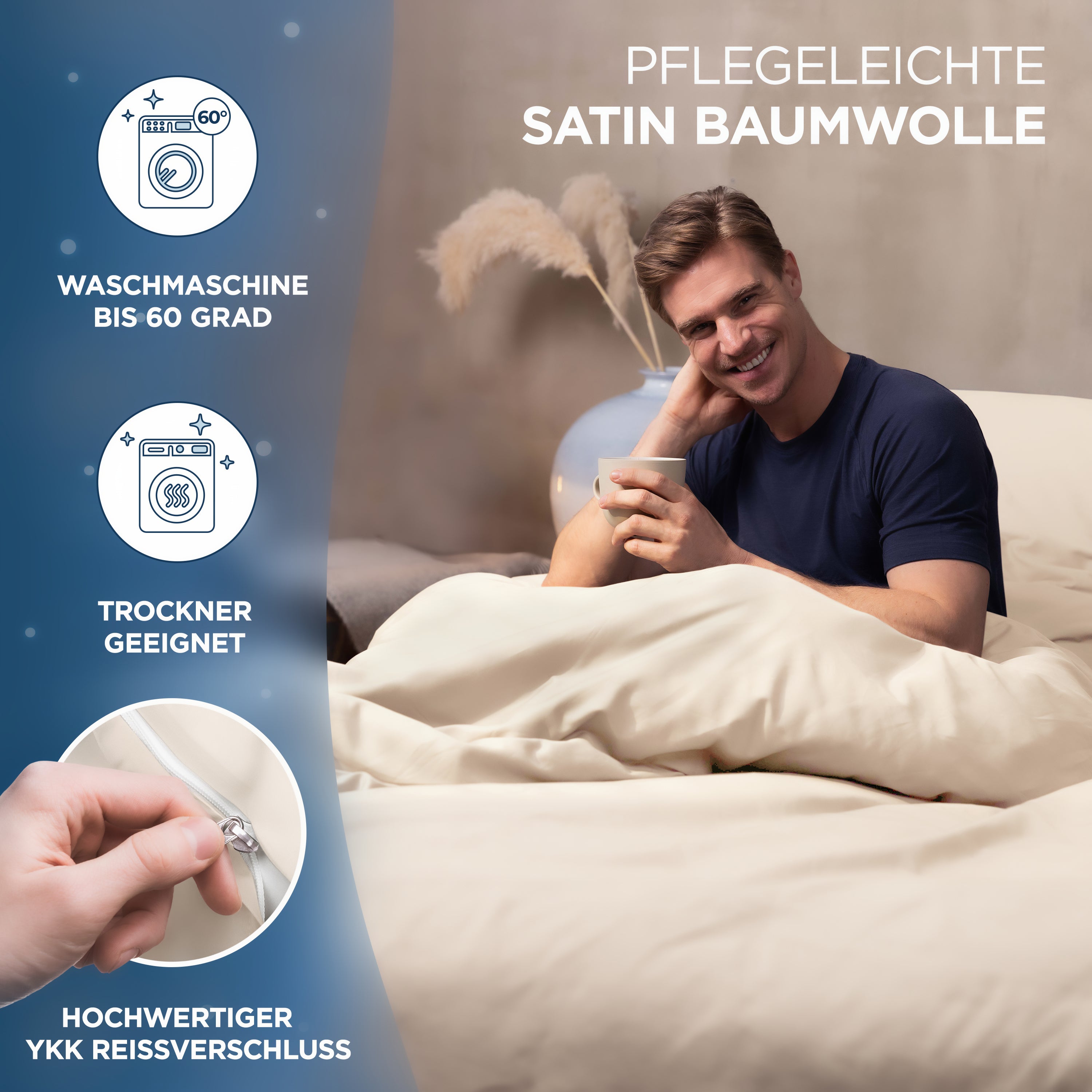Baumwollsatin Kissenbezug Aluna Samthus